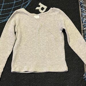 Zara Light Gray Ribbed Knit Top